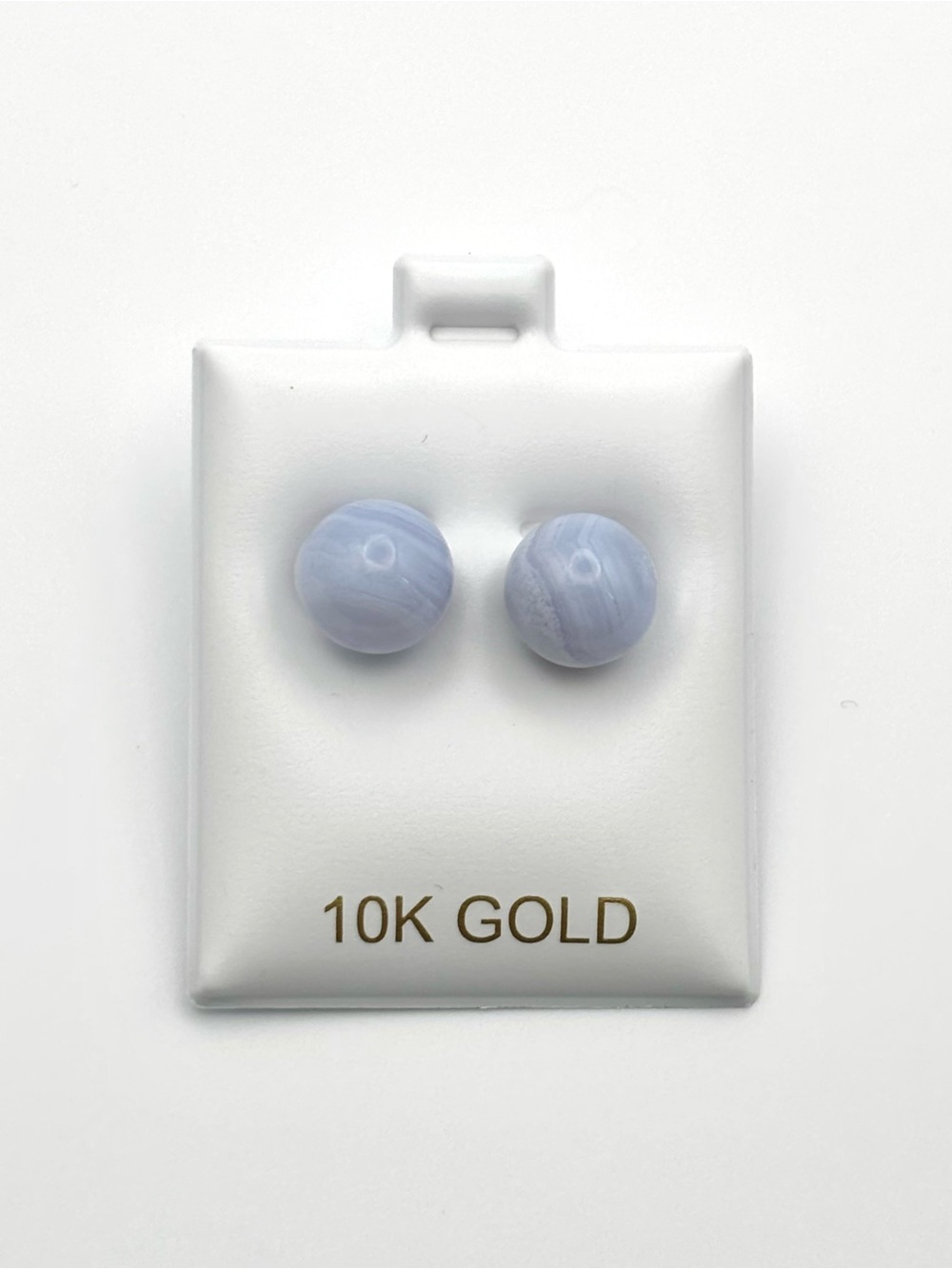 Blue lace agate studs with 10k solid gold posts and backs